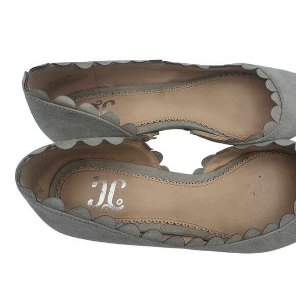 Journee Collection Scalloped Edge Suede Gray Kitten Heel Pointed Toe Pumps Size6 - Picture 5 of 8